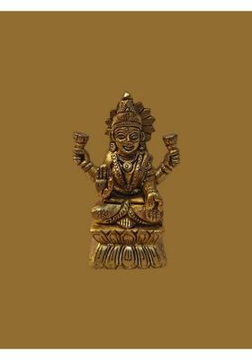 Brass Idol Brass Lakshmi Statue 10.16 Cm Height 430 Grams Decorative Showpiece - 10.2 Cm(Brass Gold)