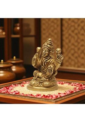 Shanti Brass Laxmi Idol For Home Puja Lakshmi Murti For Gift Home Dcor Decorative Showpiece - 6.2 Cm(Brass Gold)