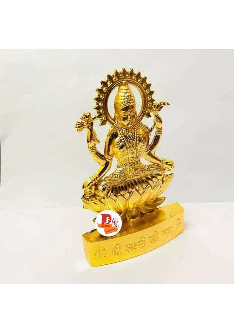 Daridra Bhanjan Maha Laxmi Idol For Puja Laxmi Murti For Diwali Puja Lakshmi Decorative Showpiece - 11 Cm(Metal Gold) - Indya