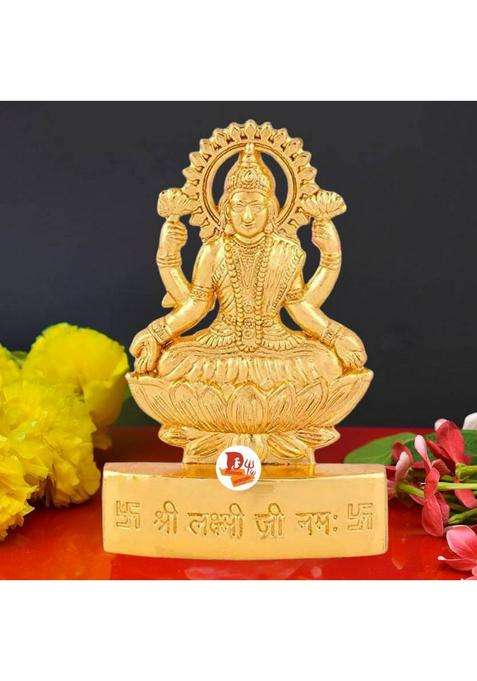 Daridra Bhanjan Maha Laxmi Idol For Puja Laxmi Murti For Diwali Puja Lakshmi Decorative Showpiece - 11 Cm(Metal Gold)
