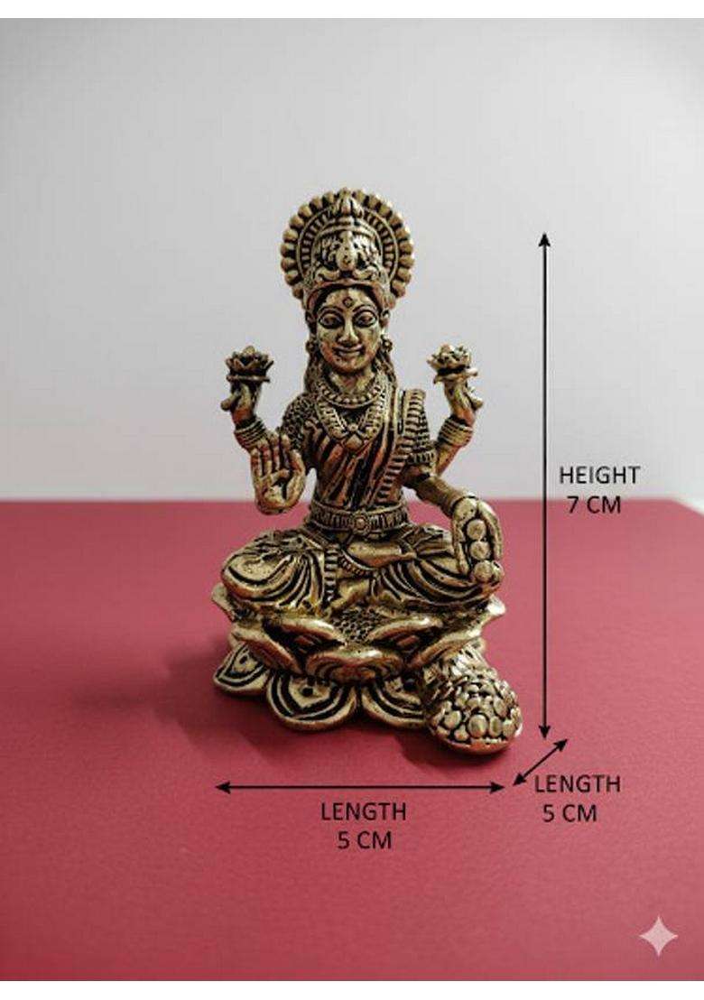 KingS Man Brass Kamal Laxmiji7Cm Decorative Showpiece - 7 Cm(Brass Gold) - Indya