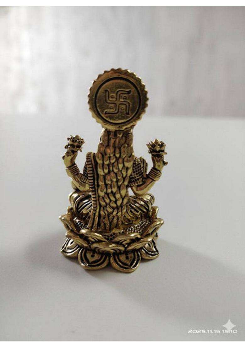 KingS Man Brass Kamal Laxmiji7Cm Decorative Showpiece - 7 Cm(Brass Gold) - Indya
