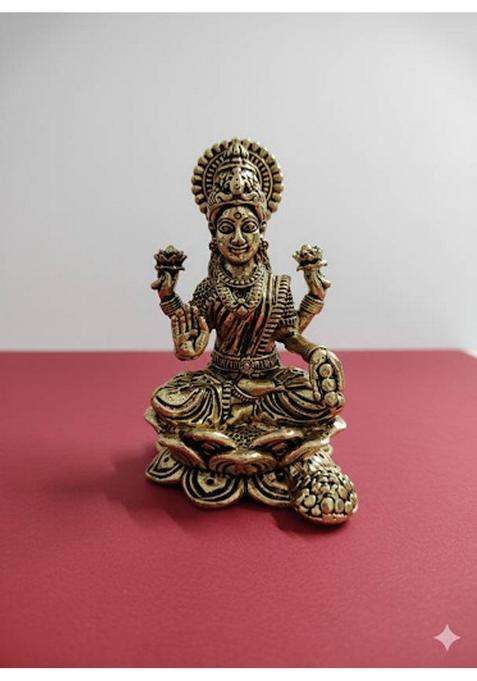 KingS Man Brass Kamal Laxmiji7Cm Decorative Showpiece - 7 Cm(Brass Gold)