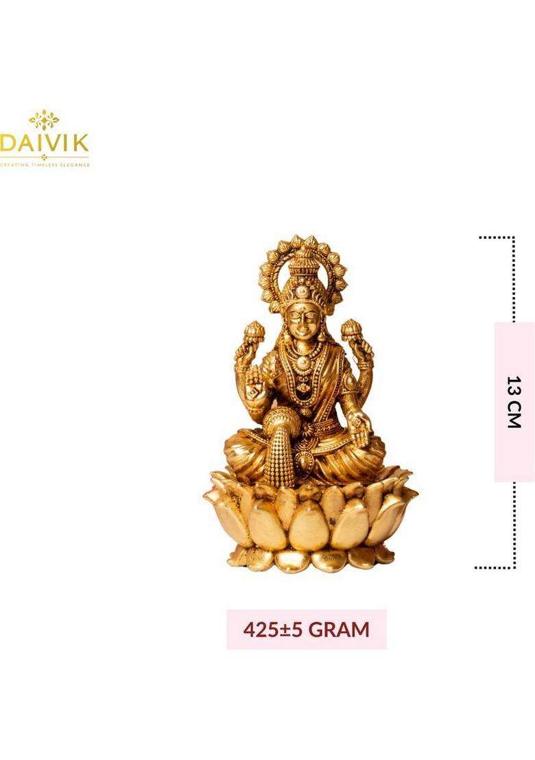 Daivik Lakshmi Ji Decorative Showpiece - 13 Cm(Brass Gold) - Indya