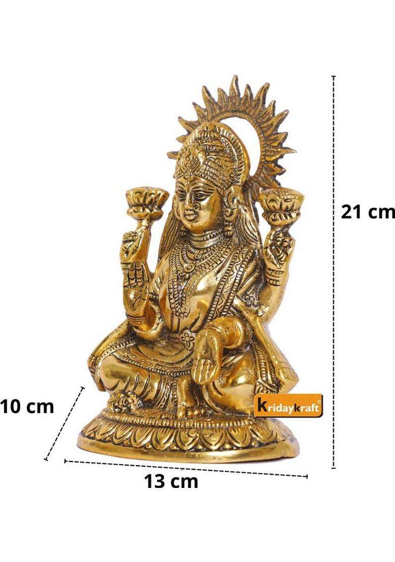 Kridaykraft Laxmi Ma Metal Statue For PoojaShowpiece FigurinesLaxmi Ma Murti IdolDecor Your HomeOfficetable & Religious Idol Gift Article... Decorative Showpiece - 21 Cm(Metal Gold) - Indya
