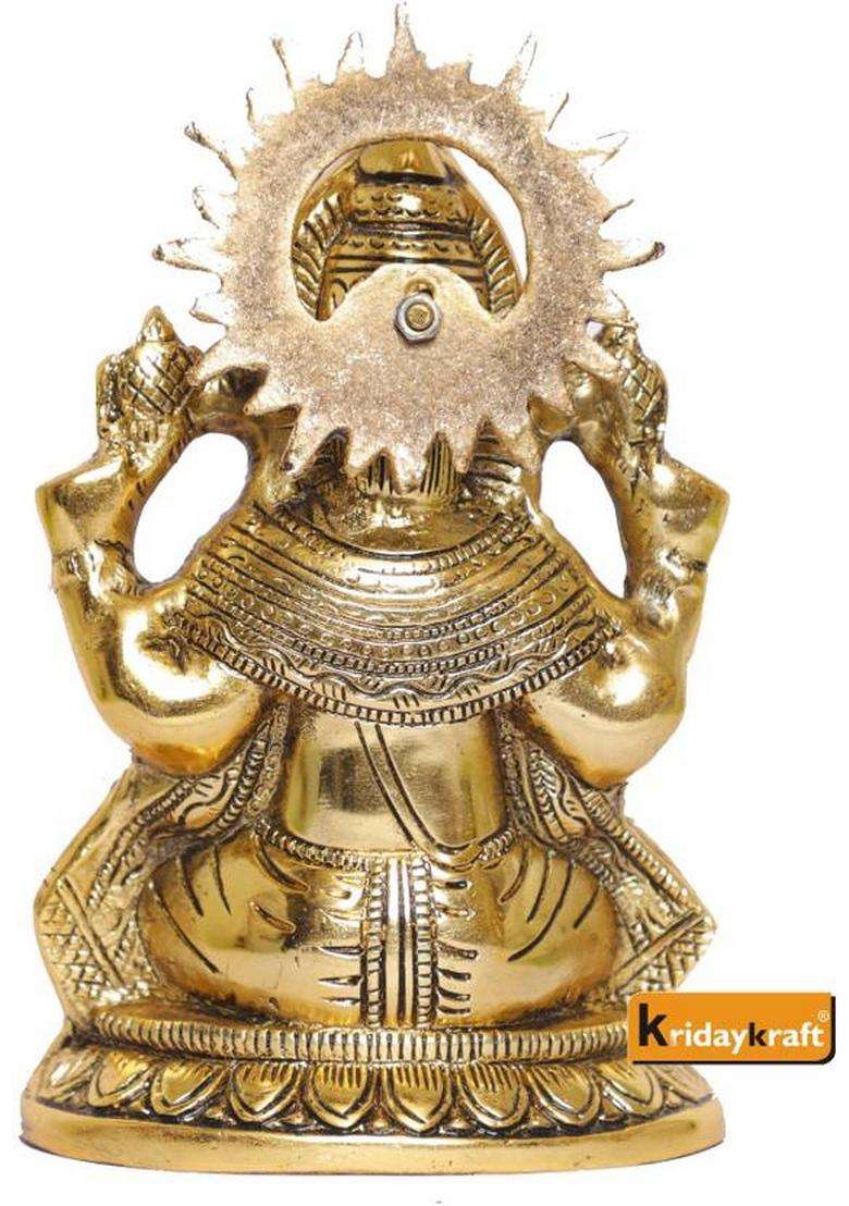 Kridaykraft Laxmi Ma Metal Statue For PoojaShowpiece FigurinesLaxmi Ma Murti IdolDecor Your HomeOfficetable & Religious Idol Gift Article... Decorative Showpiece - 21 Cm(Metal Gold) - Indya