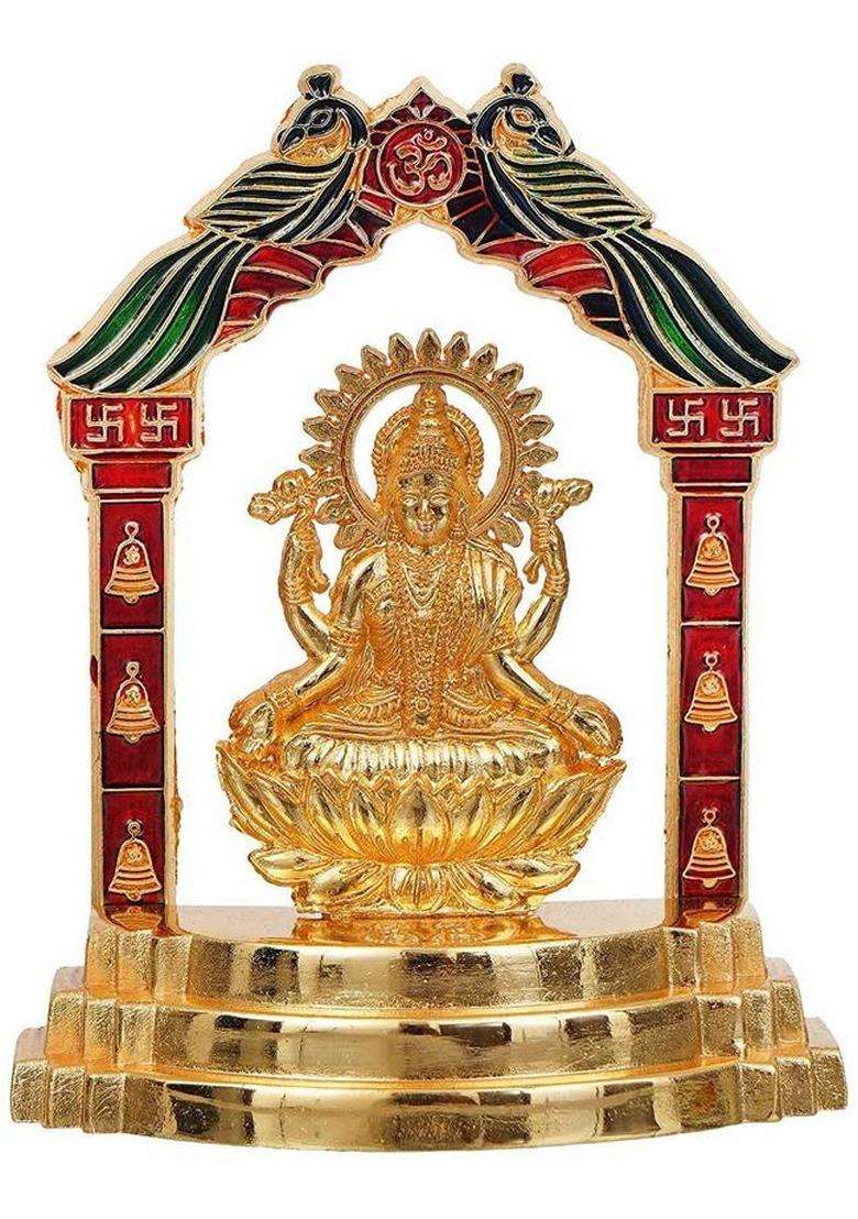 Chhariya Crafts Metal Laxmi Idol Lakshmi Ji For Home And Office Gift Item Decorative Showpiece - 10 Cm(Metal Gold) - Indya