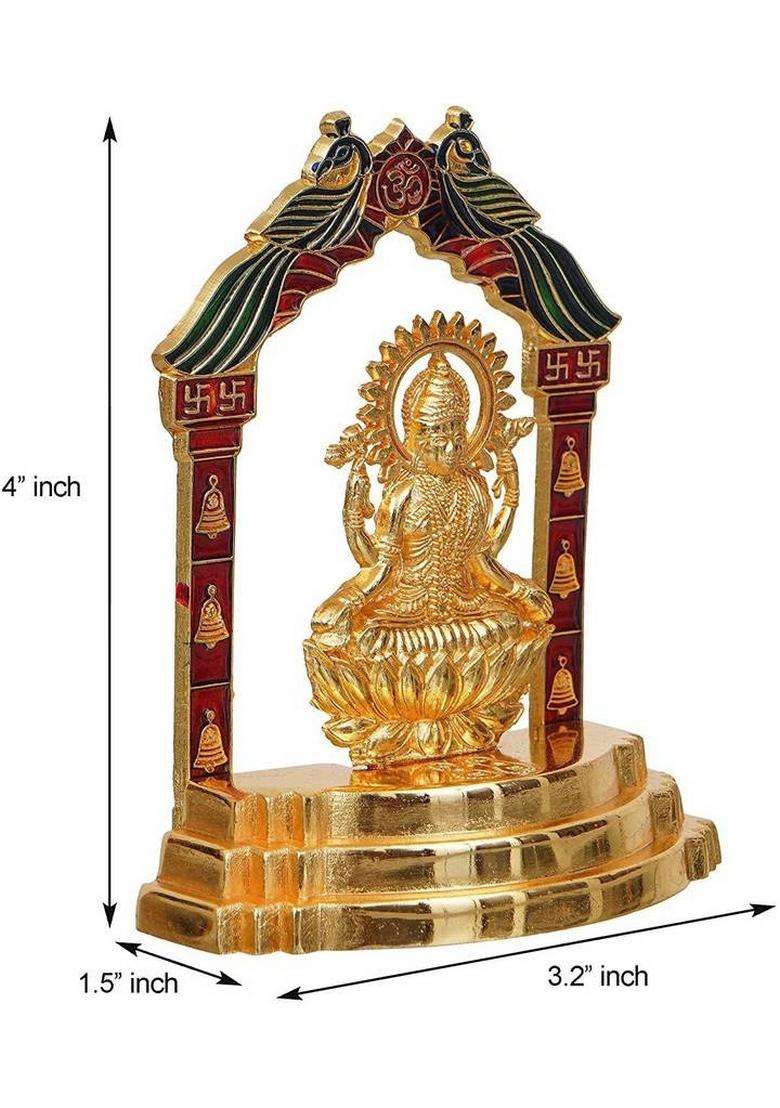 Chhariya Crafts Metal Laxmi Idol Lakshmi Ji For Home And Office Gift Item Decorative Showpiece - 10 Cm(Metal Gold) - Indya