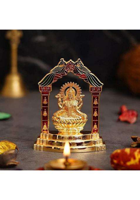 Chhariya Crafts Metal Laxmi Idol Lakshmi Ji For Home And Office Gift Item Decorative Showpiece - 10 Cm(Metal Gold)