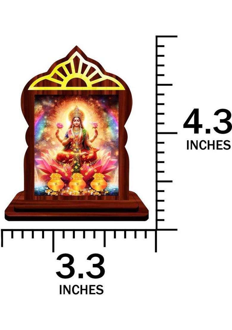 Giftsrange Lakshmi Laxmi Mahalaxmi Car Dashboard Idol Premium Decorative Showpiece - 10.4 Cm(Wood Multicolor) - Indya