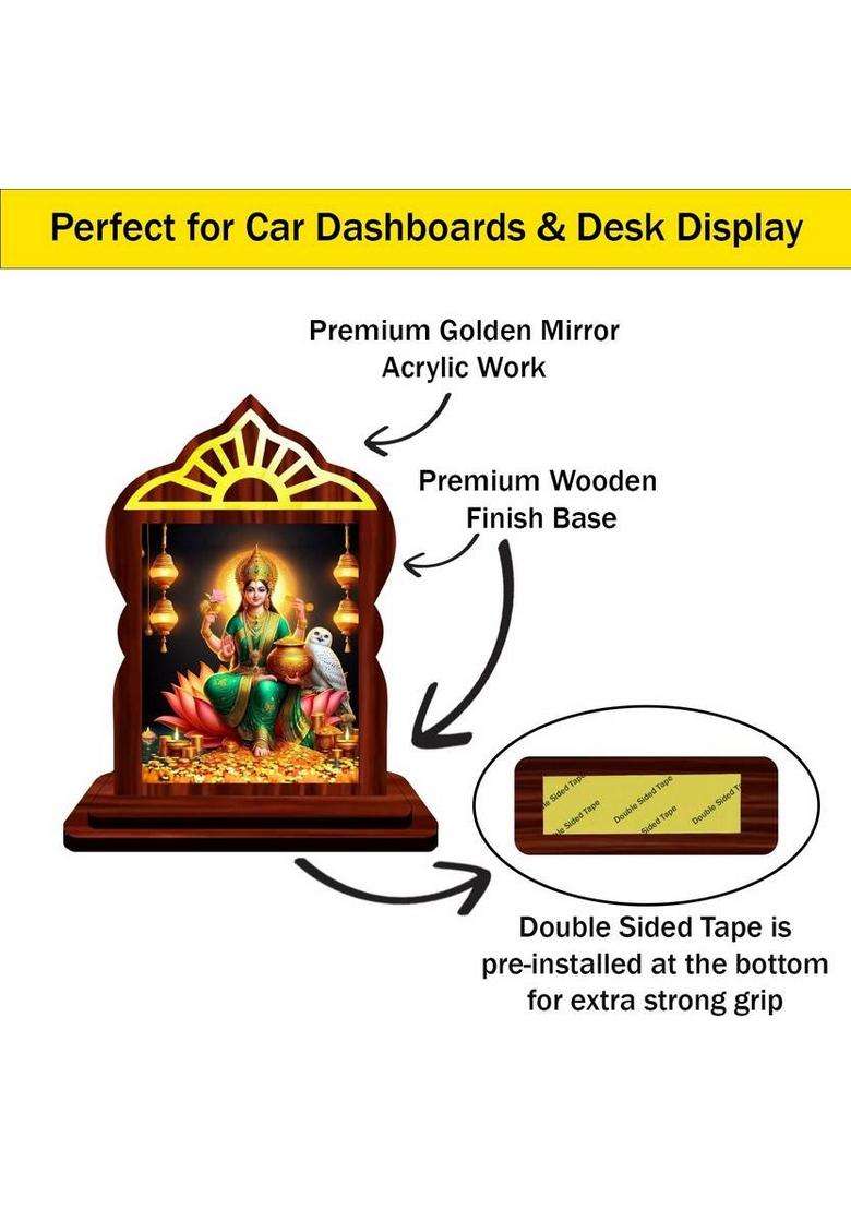 Giftsrange Lakshmi Laxmi Mahalaxmi Car Dashboard Idol Decorative Showpiece - 10.4 Cm(Wood Multicolor) - Indya