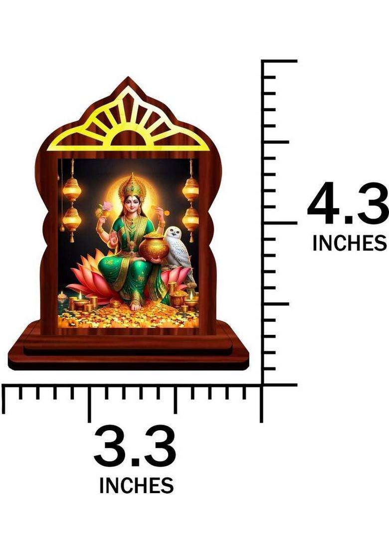 Giftsrange Lakshmi Laxmi Mahalaxmi Car Dashboard Idol Decorative Showpiece - 10.4 Cm(Wood Multicolor) - Indya