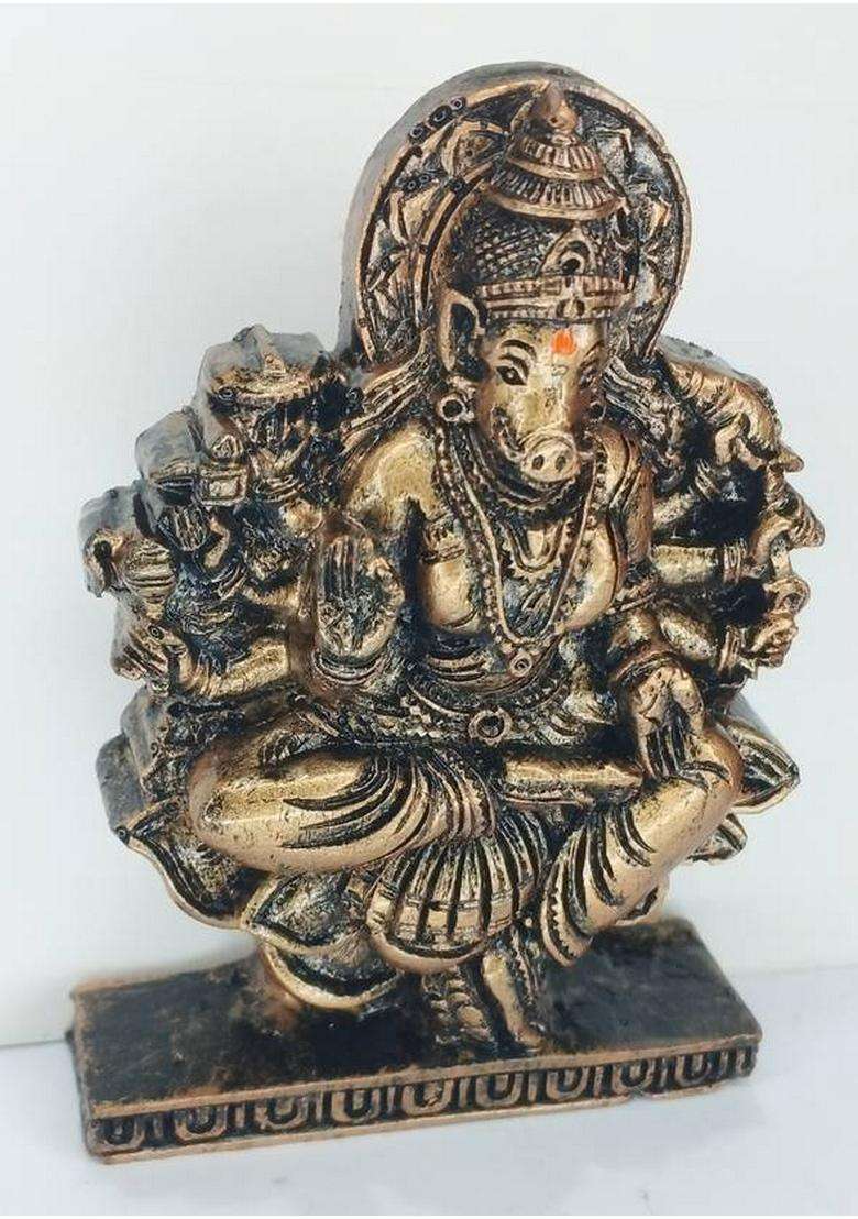 Tskutty Heena Home DecorS Varahi Devi Idol Antoque Copper Colour Polyresin 11Cm Height Decorative Showpiece - 11 Cm(Polyresin Multicolor) - Indya