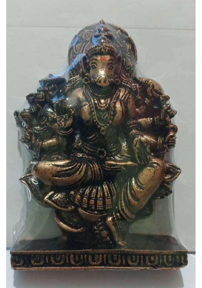 Tskutty Heena Home DecorS Varahi Devi Idol Antoque Copper Colour Polyresin 11Cm Height Decorative Showpiece - 11 Cm(Polyresin Multicolor) - Indya