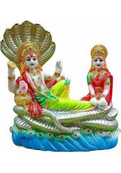 Sbhomeappliances Laxmi Vishnu Narayan Murti Gift Idol Decorative Showpiece Decorative Showpiece - 13 Cm(Marble Multicolor)