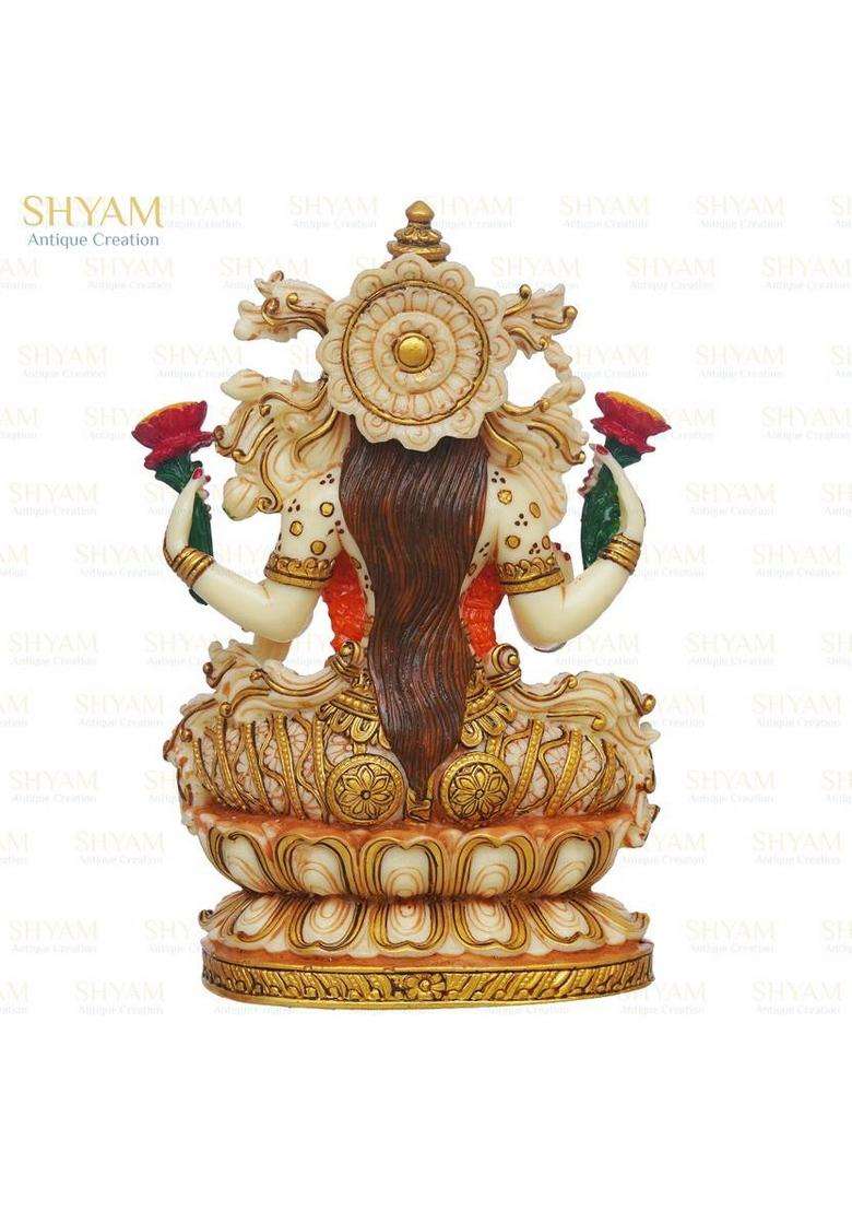 Shyam Antique Creation 9 Goddess Lakshmi Murti Laxmi Ji Idol Statue Murti For Home Diwali Puja Office Decorative Showpiece - 22.86 Cm(Marble Clay Multicolor) - Indya