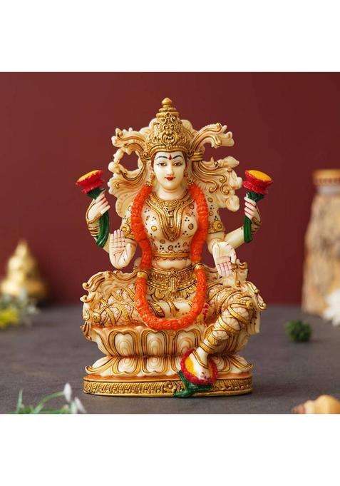 Shyam Antique Creation 9 Goddess Lakshmi Murti Laxmi Ji Idol Statue Murti For Home Diwali Puja Office Decorative Showpiece - 22.86 Cm(Marble Clay Multicolor)
