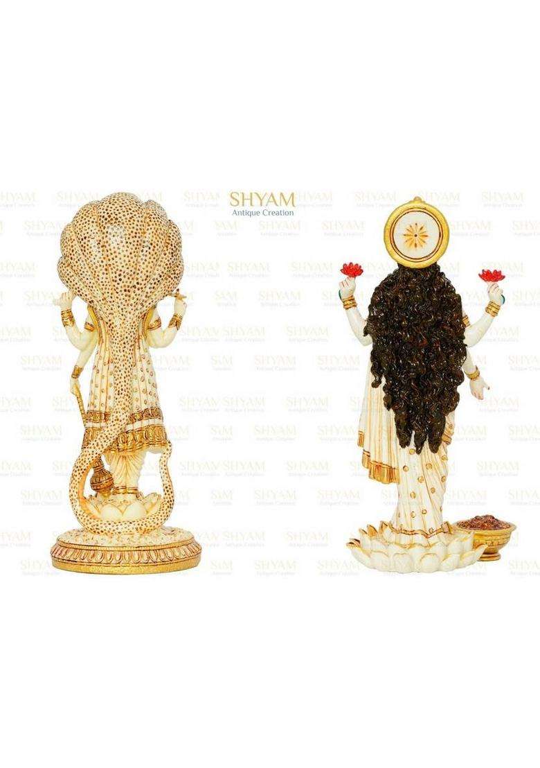 Shyam Antique Creation Laxmi Vishnu Ji Standing Statue Lakshmi Narayan Murti Idol For Diwali Home Decorative Showpiece - 30.48 Cm(Marble Clay Multicolor) - Indya