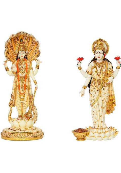 Shyam Antique Creation Laxmi Vishnu Ji Standing Statue Lakshmi Narayan Murti Idol For Diwali Home Decorative Showpiece - 30.48 Cm(Marble Clay Multicolor)