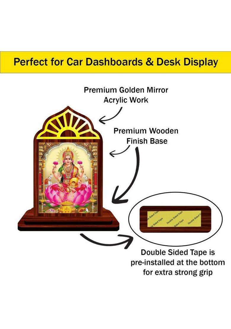 Giftsrange Lakshmi Laxmi Mahalaxmi Car Dashboard Idol Premium Decorative Showpiece - 10 Cm(Wood Multicolor) - Indya