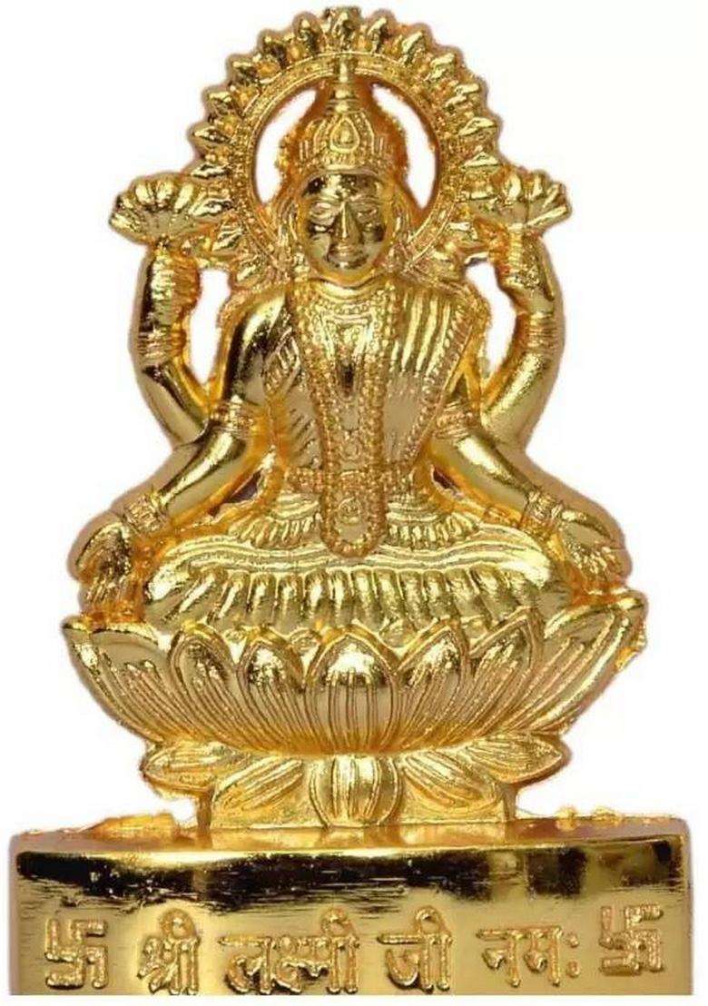Sbbco Maa Laxmi Ji/Laxmimata Murti/Idol For Home/Temple Decorative Showpiece - 12 Cm(Metal Yellow) - Indya