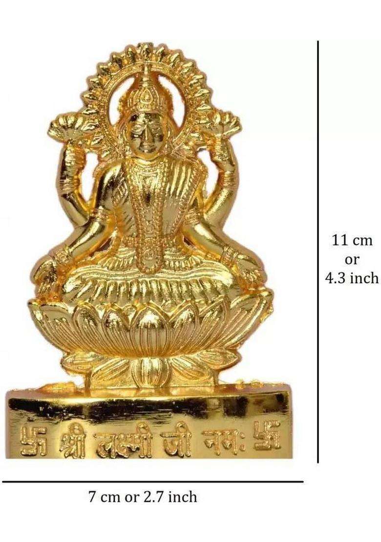 Sbbco Maa Laxmi Ji/Laxmimata Murti/Idol For Home/Temple Decorative Showpiece - 12 Cm(Metal Yellow) - Indya