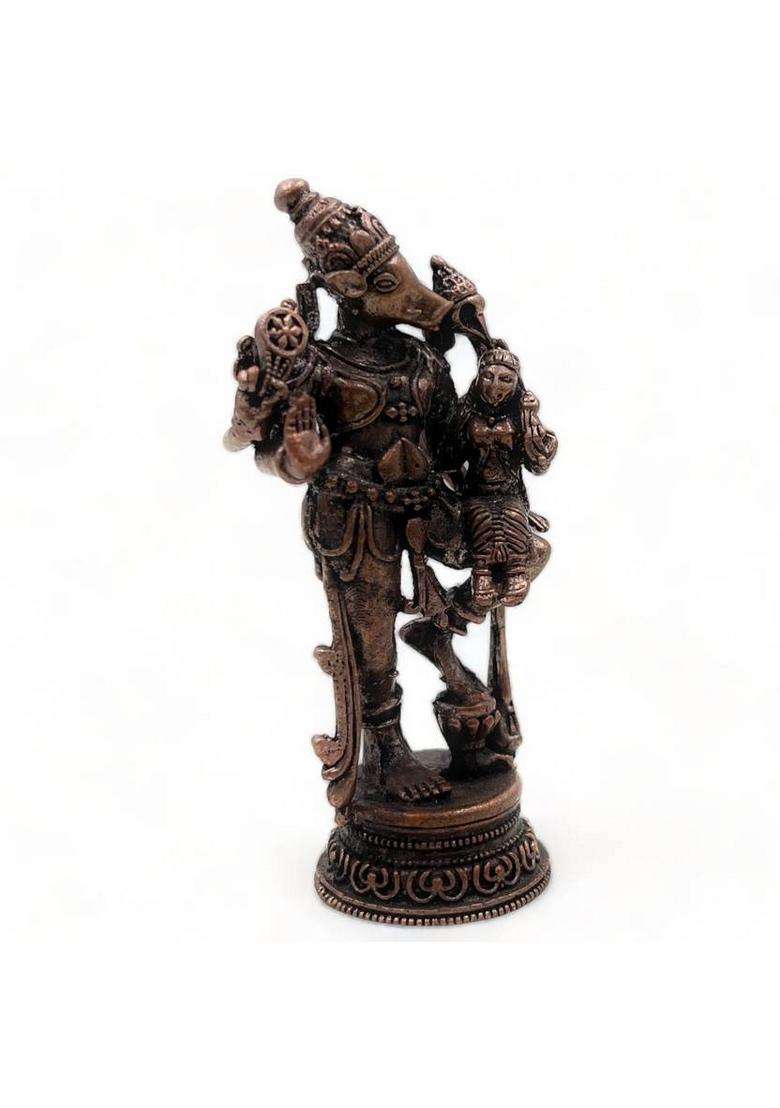 Bhunes Copper Varaha Lakshmi Idols Varaha Laxmi Ji Ki Murti Varaha Statue Varaha Decorative Showpiece - 7 Cm(Copper Brown) - Indya