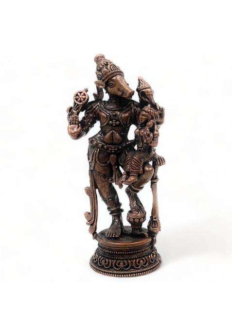 Bhunes Copper Varaha Lakshmi Idols Varaha Laxmi Ji Ki Murti Varaha Statue Varaha Decorative Showpiece - 7 Cm(Copper Brown)