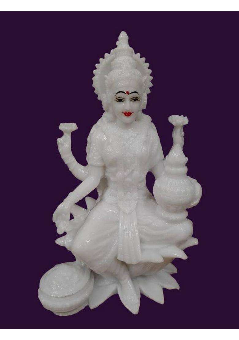 Vamika Handicrafts Laxmi Statue Decorative Showpiece - 18 Cm(Marble White) - Indya