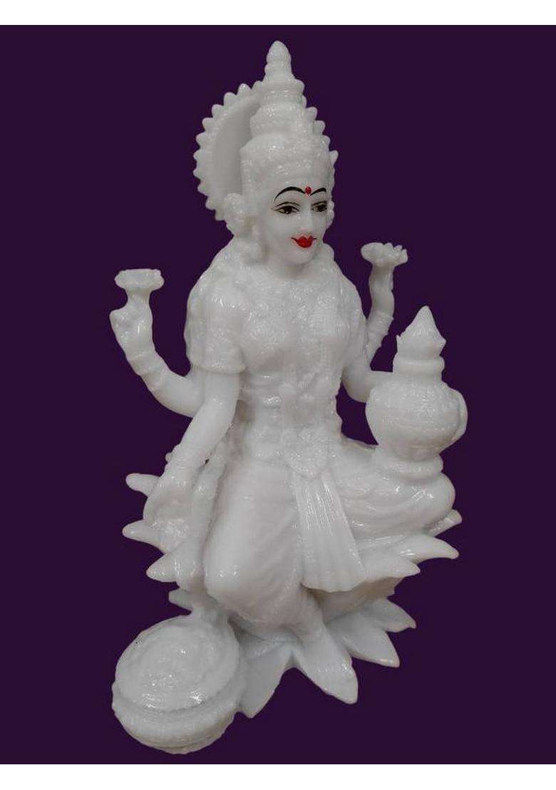 Vamika Handicrafts Laxmi Statue Decorative Showpiece - 18 Cm(Marble White) - Indya