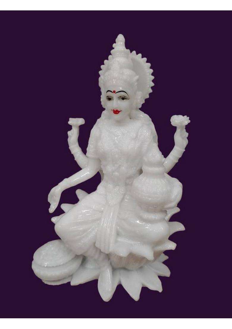 Vamika Handicrafts Laxmi Statue Decorative Showpiece - 18 Cm(Marble White) - Indya