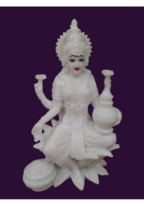 Vamika Handicrafts Laxmi Statue Decorative Showpiece - 18 Cm(Marble White)