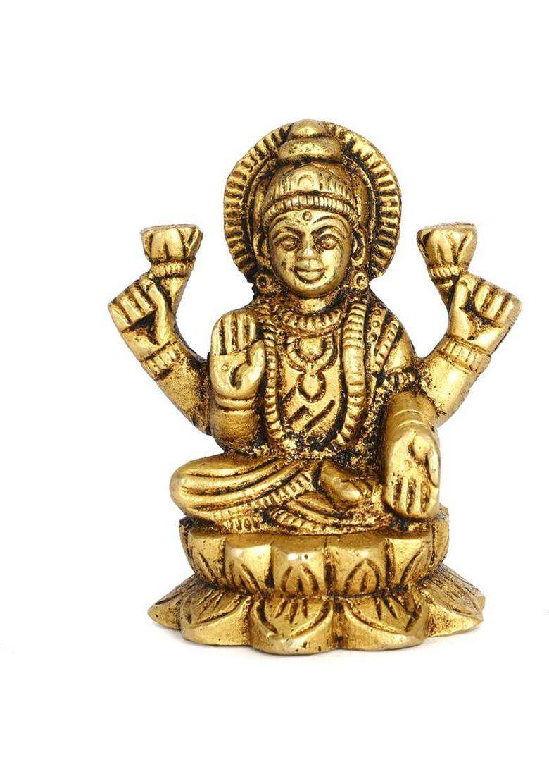 Haxiwa Lakshmi Mata Idol (Murti) Decorative Showpiece - 6 Cm(Brass Gold) - Indya