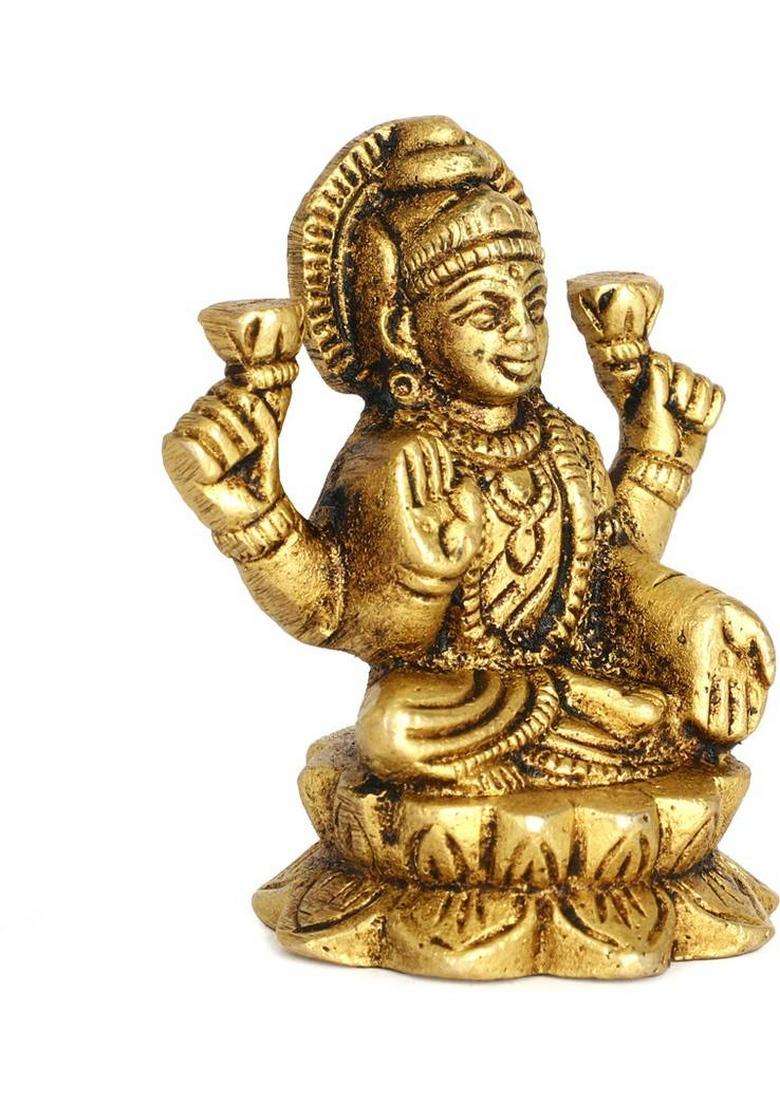 Haxiwa Lakshmi Mata Idol (Murti) Decorative Showpiece - 6 Cm(Brass Gold) - Indya