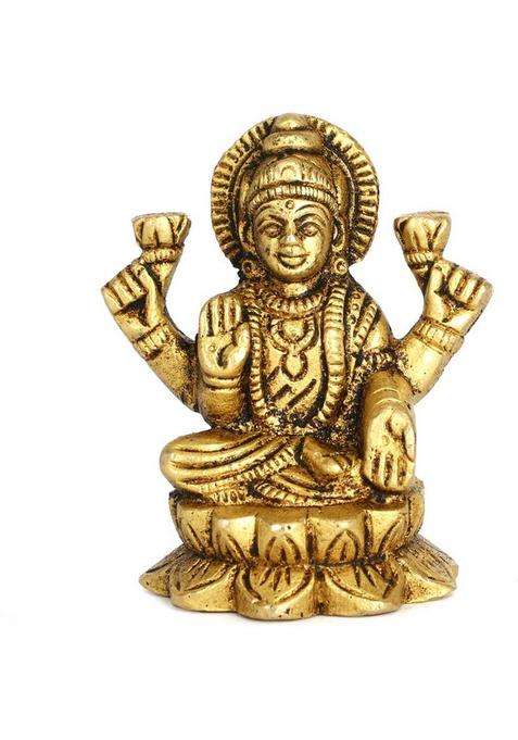 Haxiwa Lakshmi Mata Idol (Murti) Decorative Showpiece - 6 Cm(Brass Gold)