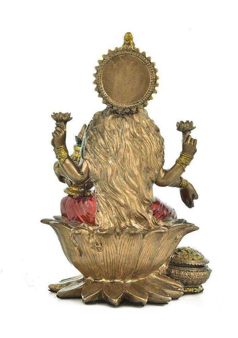 Sevliya Traders Bronze Lakshmi Idol For Home & Office Temple Decorative Showpiece - 17.8 Cm(Resin Brown) - Indya