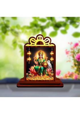 Giftsrange Lakshmi Laxmi Mahalaxmi Car Dashboard Idol Decorative Showpiece - 9.5 Cm(Wood Multicolor)