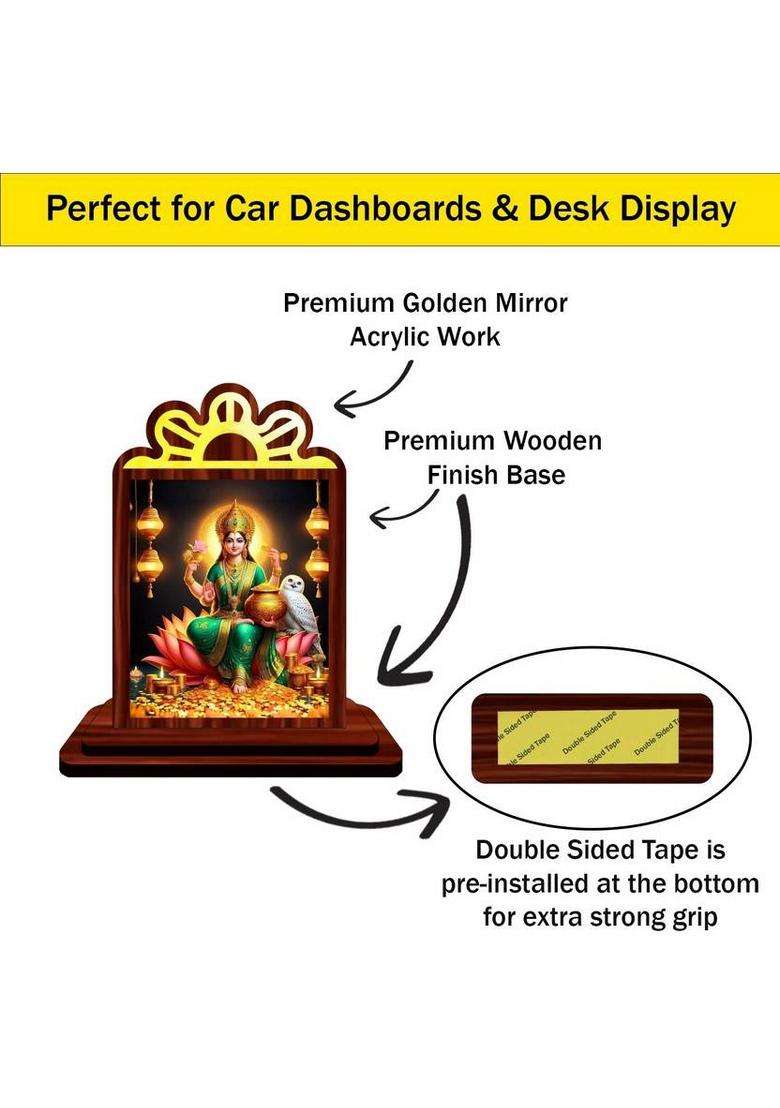 Giftsrange Lakshmi Laxmi Mahalaxmi Car Dashboard Idol Decorative Showpiece - 9.5 Cm(Wood Multicolor) - Indya