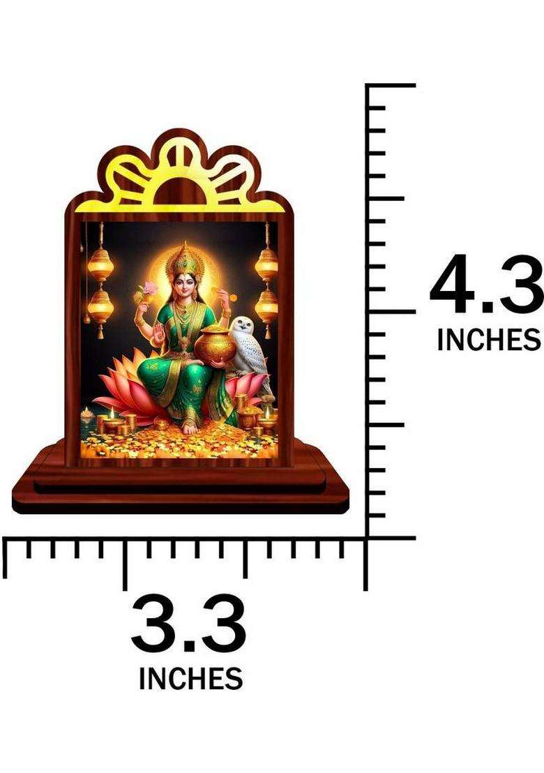 Giftsrange Lakshmi Laxmi Mahalaxmi Car Dashboard Idol Decorative Showpiece - 9.5 Cm(Wood Multicolor) - Indya