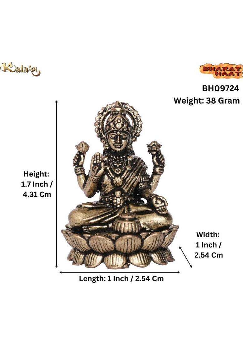 Kalarambh Brass Lakshmi For Home Temple For Pooja Decorative Showpiece - 4.31 Cm(Brass Yellow) - Indya
