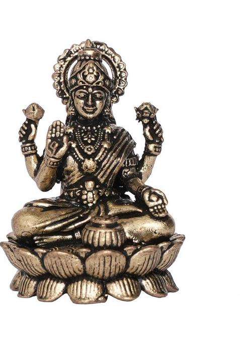 Kalarambh Brass Lakshmi For Home Temple For Pooja Decorative Showpiece - 4.31 Cm(Brass Yellow)