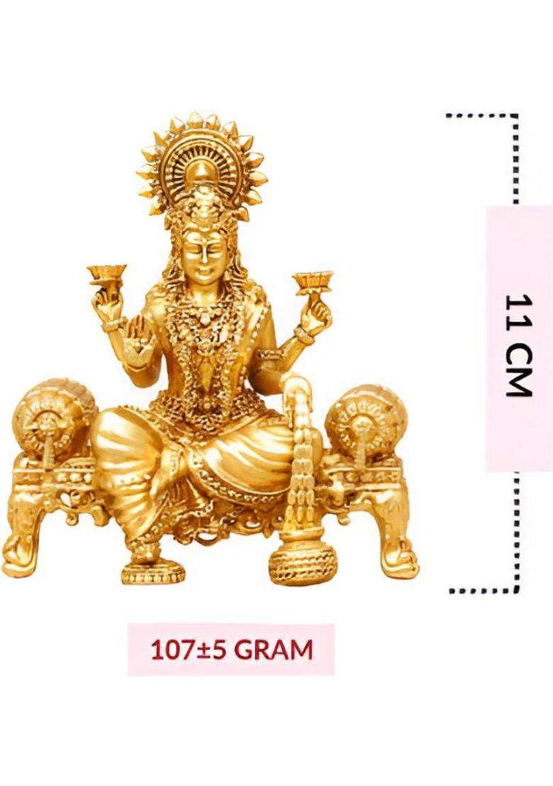 Pe Devi Lakshmi Idol Murti Decorative Showpiece - 11 Cm(Brass Gold) - Indya