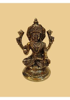 Brass Idol Brass Lakshmi Statue 4.5 Inches Height 710 Grams Decorative Showpiece - 11.2 Cm(Brass Gold)
