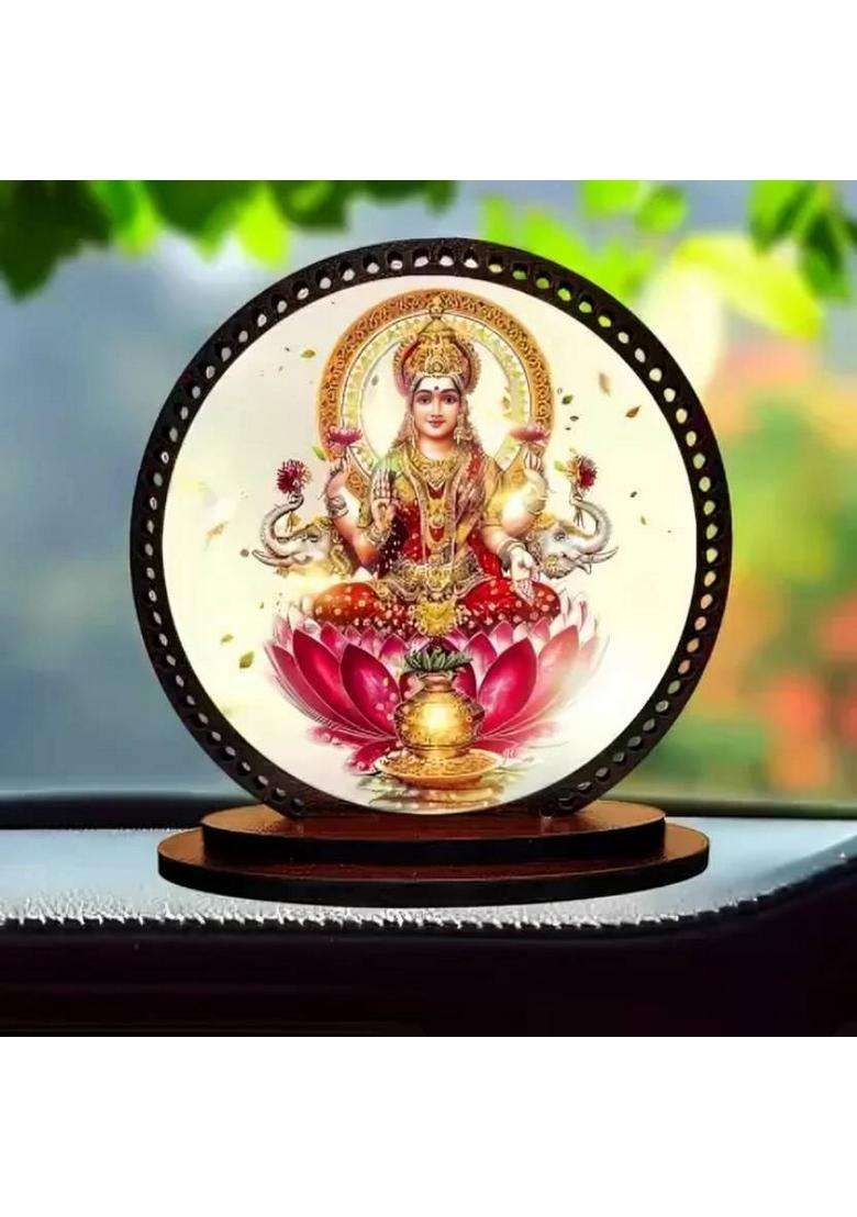 Giftlab Devi Laxmi Dashboard Idol For Car And Home Decorative Showpiece 060 Decorative Showpiece - 8 Cm(Wood Multicolor) - Indya