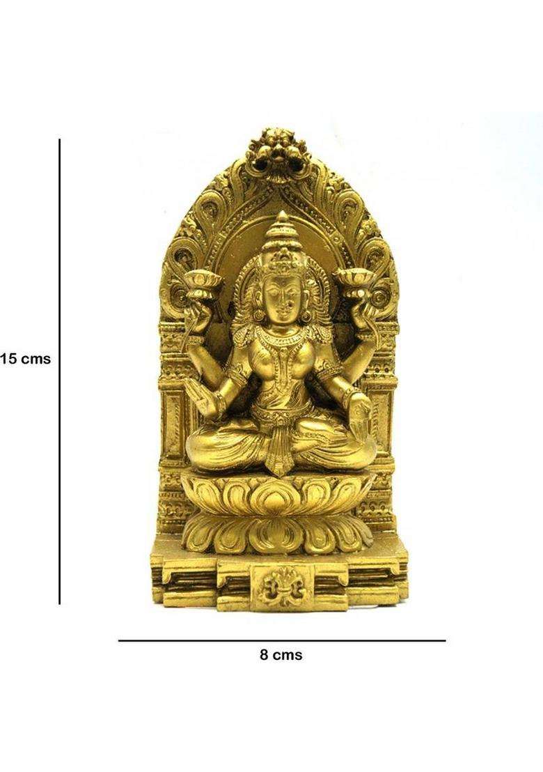 Jrg Lakshmi Gold Antique Finish Idol Statue Decorative Showpiece - 15 Cm(Polyresin Multicolor) - Indya