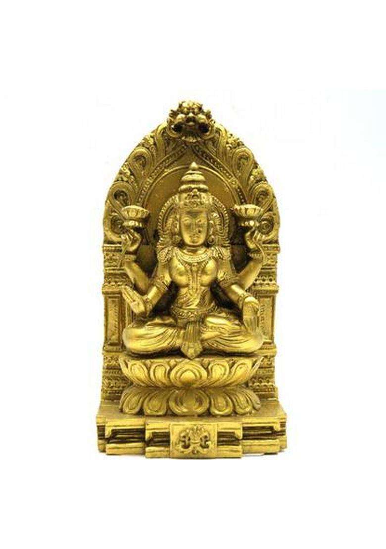 Jrg Lakshmi Gold Antique Finish Idol Statue Decorative Showpiece - 15 Cm(Polyresin Multicolor) - Indya