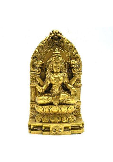 Jrg Lakshmi Gold Antique Finish Idol Statue Decorative Showpiece - 15 Cm(Polyresin Multicolor)