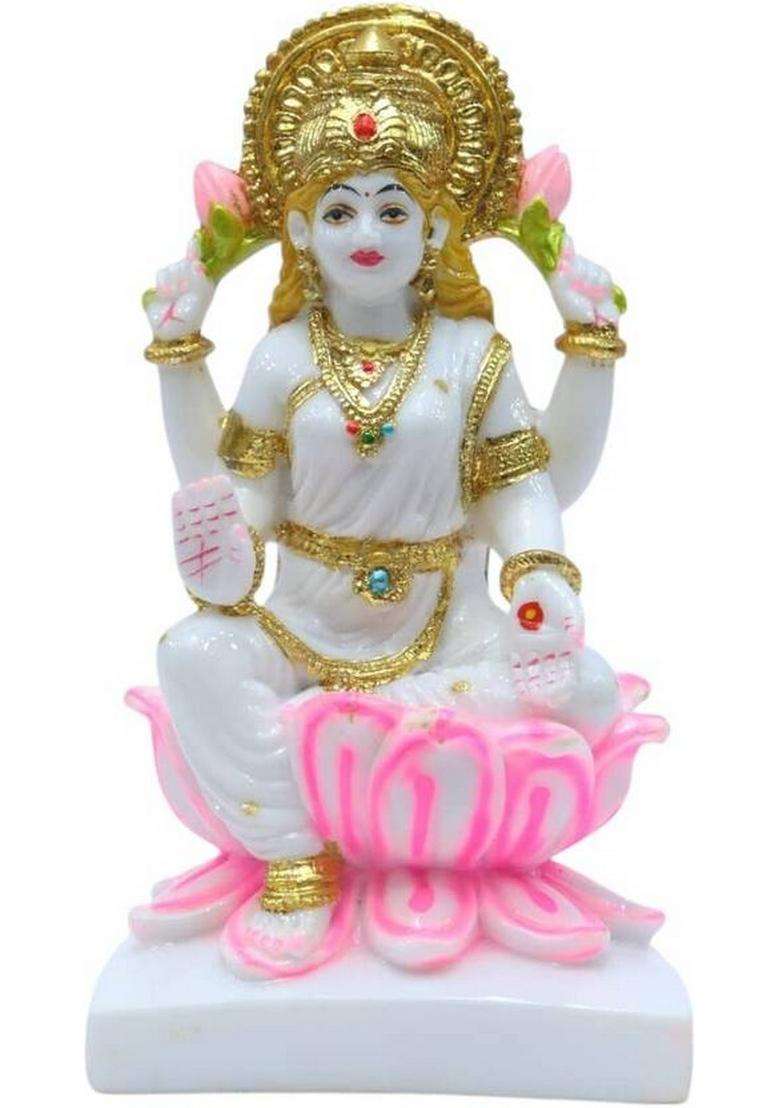 Srimaa Ventures Hindu Goddess Of Wealth Maa Lakshmi Devi Idol Statue For Diwali Home Puja Decorative Showpiece - 17 Cm(Resin Multicolor) - Indya