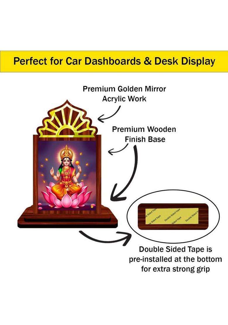Giftsrange Lakshmi Laxmi Mahalaxmi Car Dashboard Idol Premium Decorative Showpiece - 10.5 Cm(Wood Multicolor) - Indya