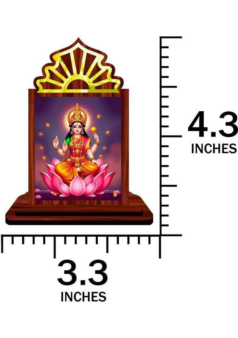 Giftsrange Lakshmi Laxmi Mahalaxmi Car Dashboard Idol Premium Decorative Showpiece - 10.5 Cm(Wood Multicolor) - Indya